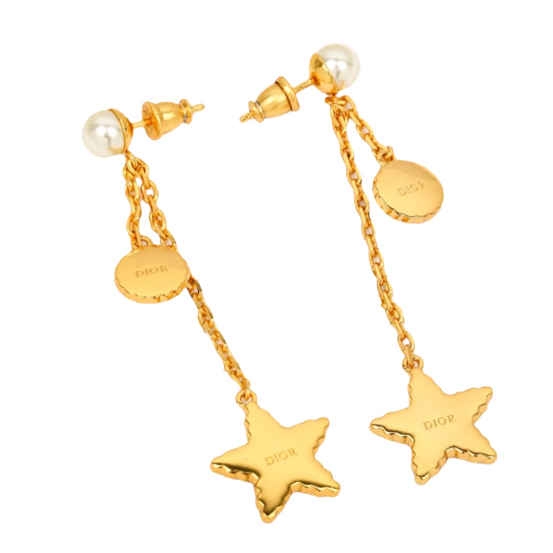 CDE044 Dior Petit CD Lucky Baroque star tassel earrings - ccjewelryacc