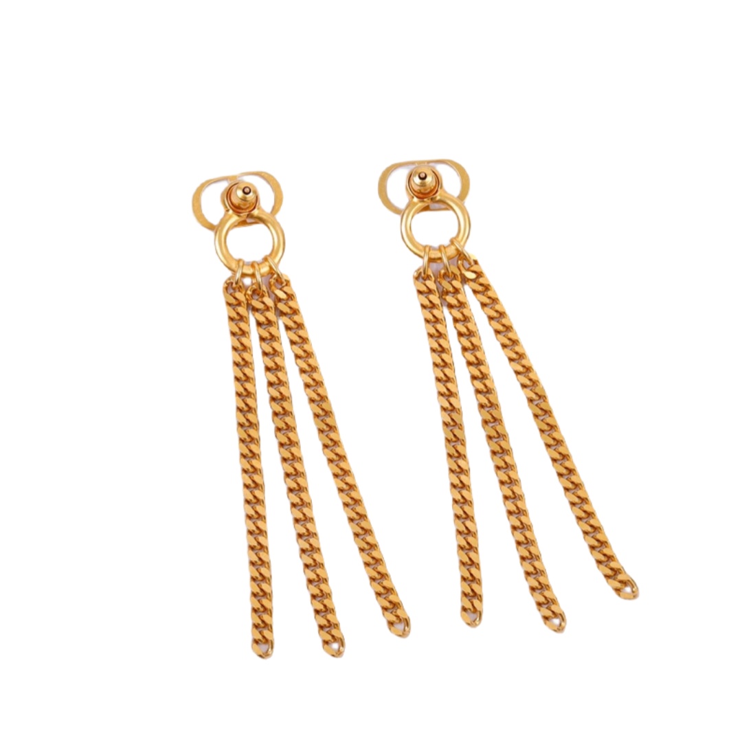 CDE041 CD Chain tassels earrings - ccjewelryacc