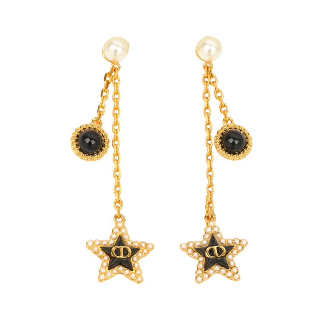 CDE044 Dior Petit CD Lucky Baroque star tassel earrings - ccjewelryacc