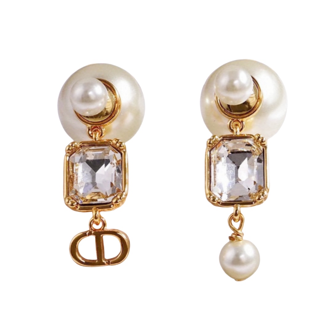 CDE042 Dior Tribales earrings with square zircon diamond - ccfashionjewelry