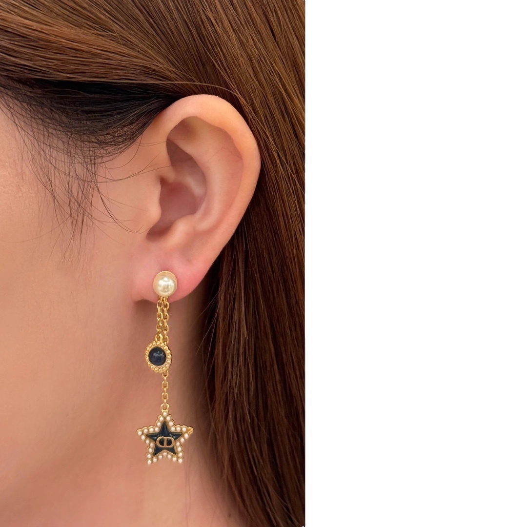 CDE044 Dior Petit CD Lucky Baroque star tassel earrings - ccjewelryacc