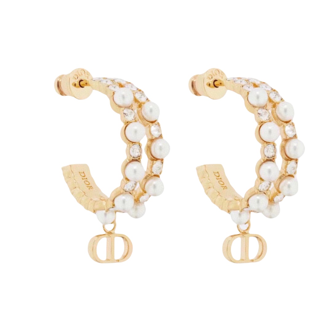 CDE045 CD Hook earrings with crystal and pearl - ccjewelryacc