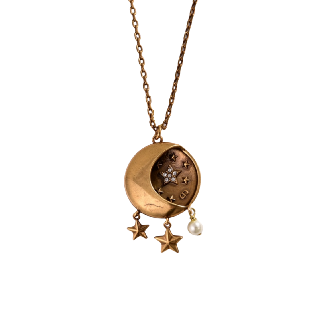 CDE034 Vintage Dior half-moon and star Tribales earrings necklace - ccjewelryacc