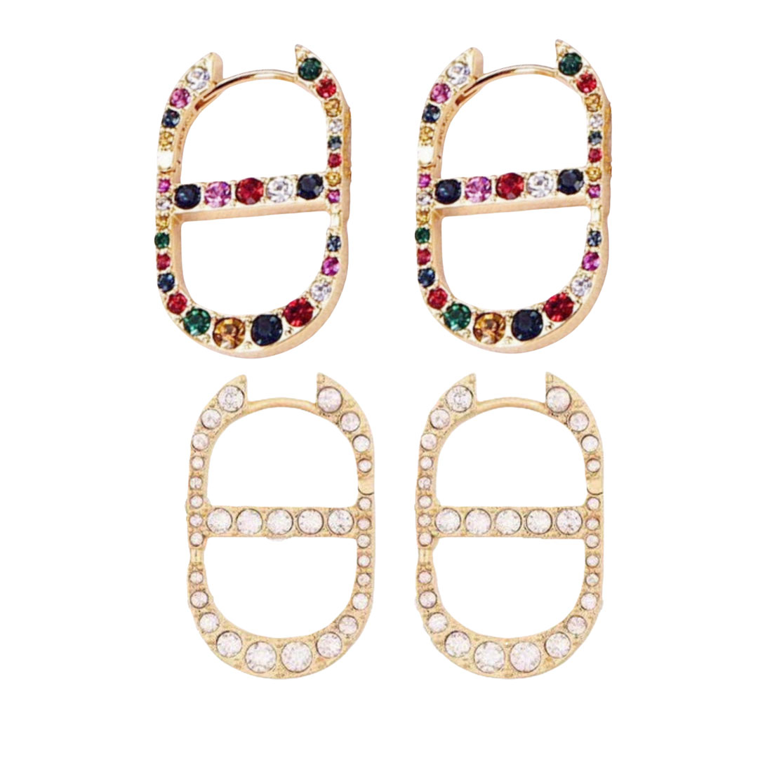 CDE036 Dior multicolor crystal CD logo 30 Montaigne earrings - ccjewelryacc