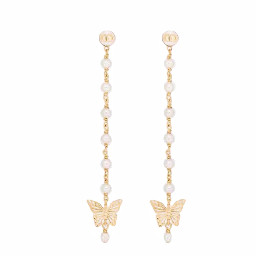 CDE312 CD butterfly pearl tassel Earrings - ccjewelryacc