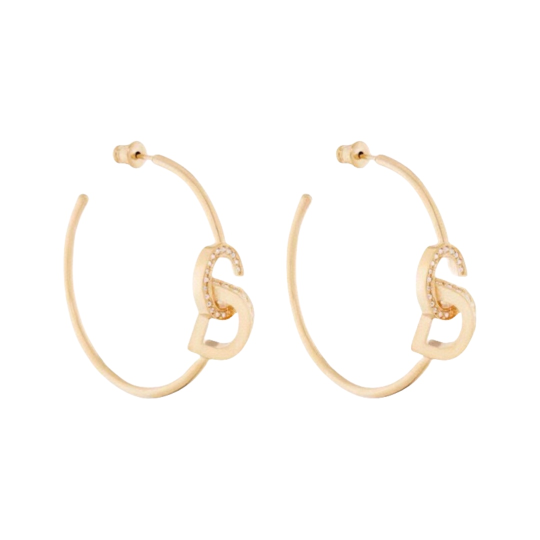 CDE065 Dior CD hook earrings in metal gold and crystal - ccjewelryacc
