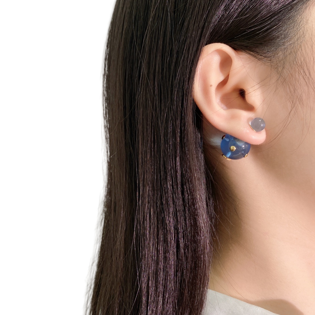 CDE329 Blue transparent jelly Dior Tribales earring - ccjewelryacc