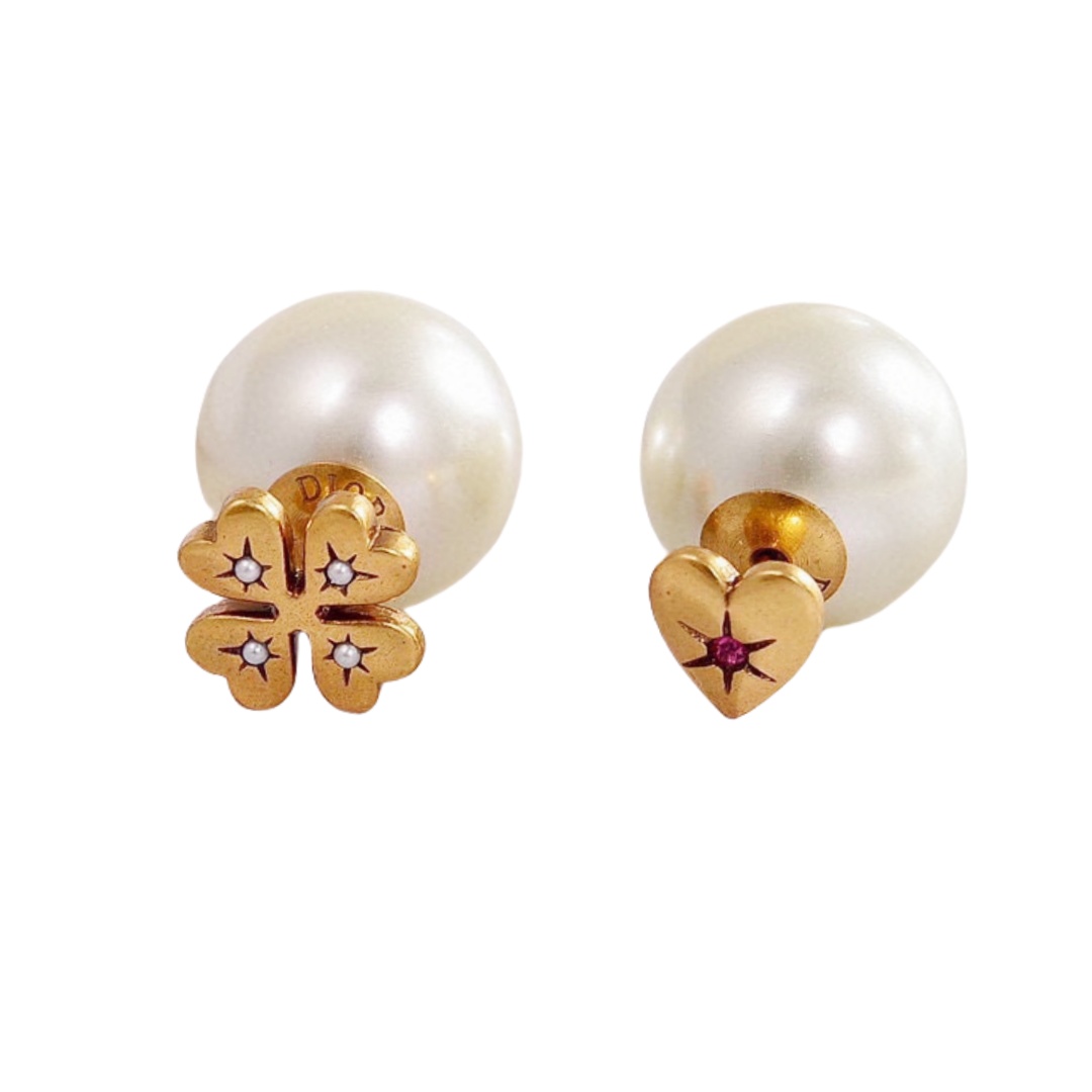 CDE286 Dior Lucky clover and heart Tribales earring - ccjewelryacc