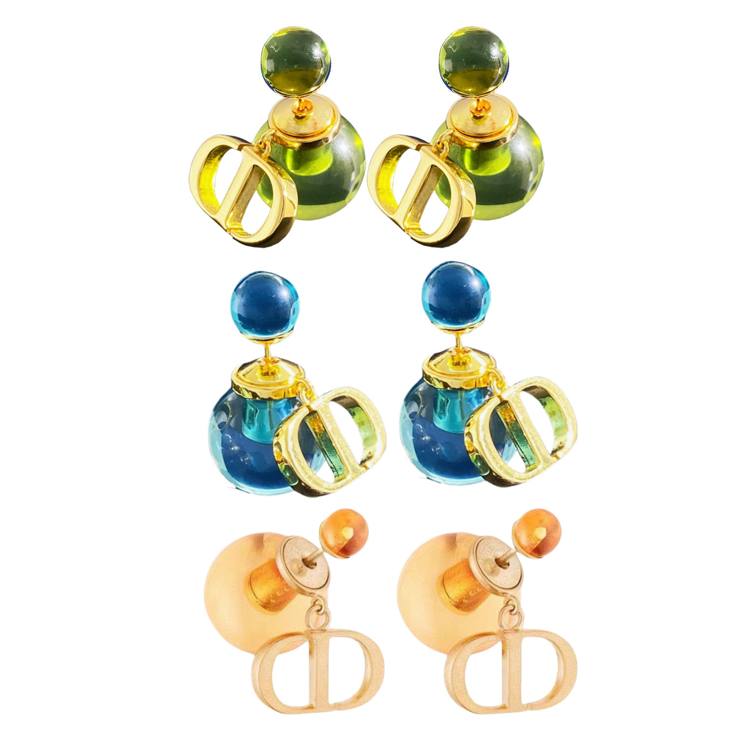 CDE313 Dior tribales earrings in gold finish - ccjewelryacc