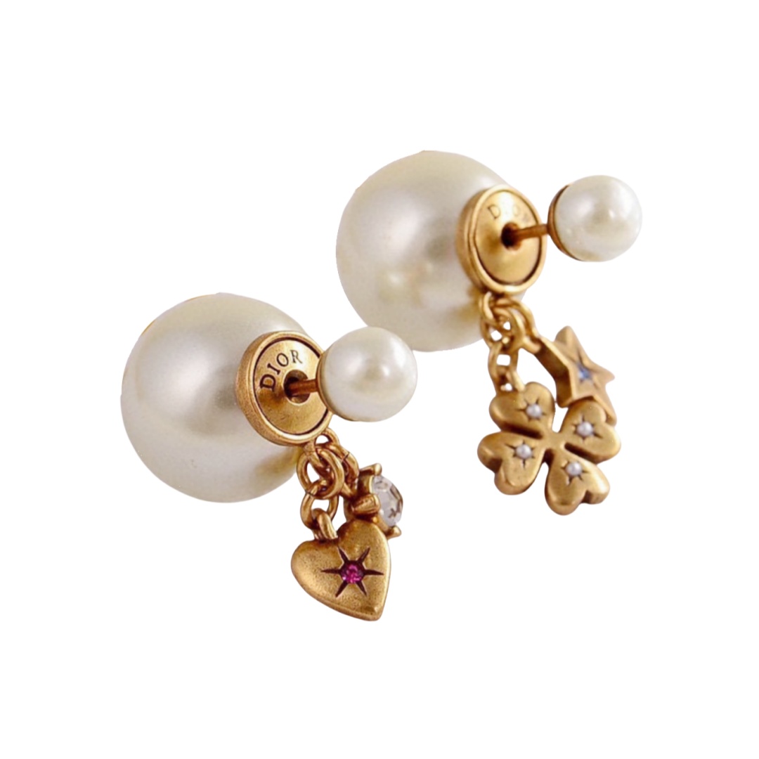 CDE269 Dior Lucky clover and heart star Tribales earrings - ccjewelryacc