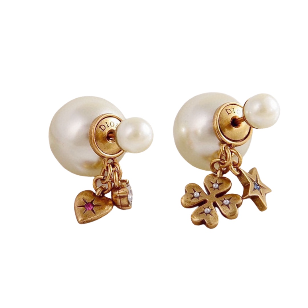 CDE269 Dior Lucky clover and heart star Tribales earrings - ccfashionjewelry