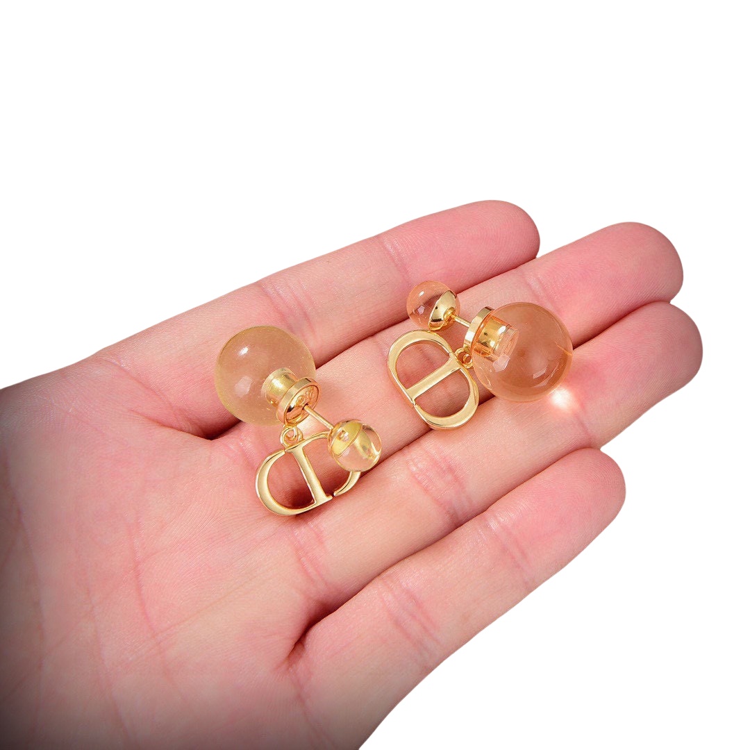 CDE313 Dior tribales earrings in gold finish - ccjewelryacc