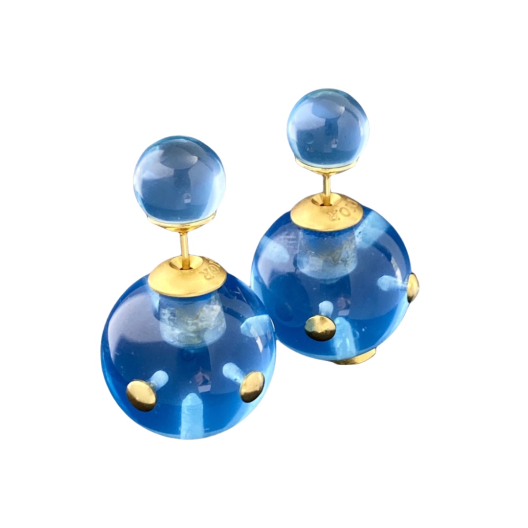 CDE329 Blue transparent jelly Dior Tribales earring - ccfashionjewelry