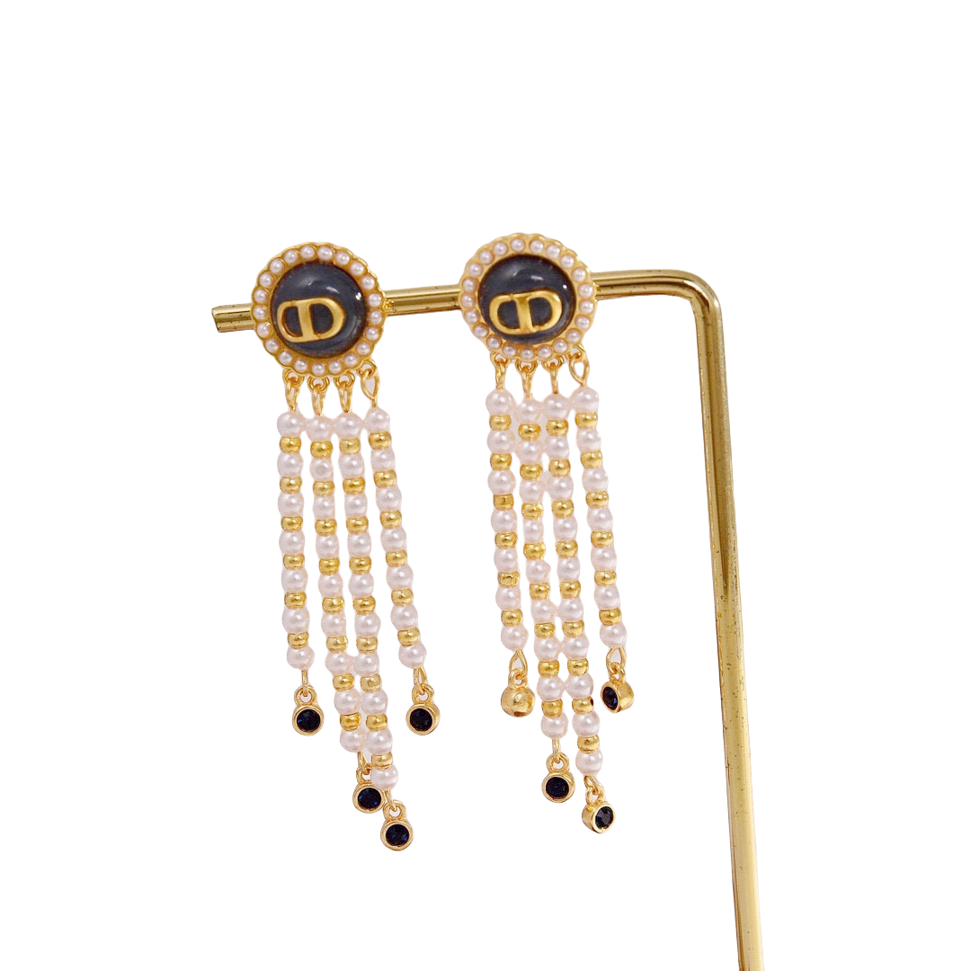 CDE283 CD Pearl tassel Earrings - ccjewelryacc