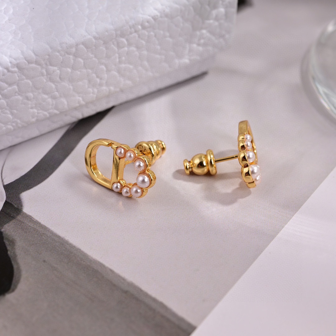 CDE078 Dior Petit CD mini stud earrings and necklace - ccjewelryacc