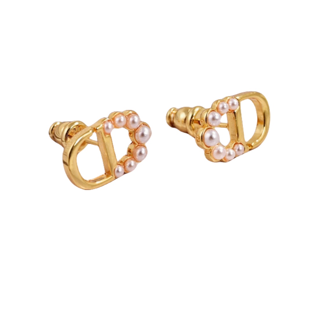 CDE078 Dior Petit CD mini stud earrings and necklace - ccjewelryacc