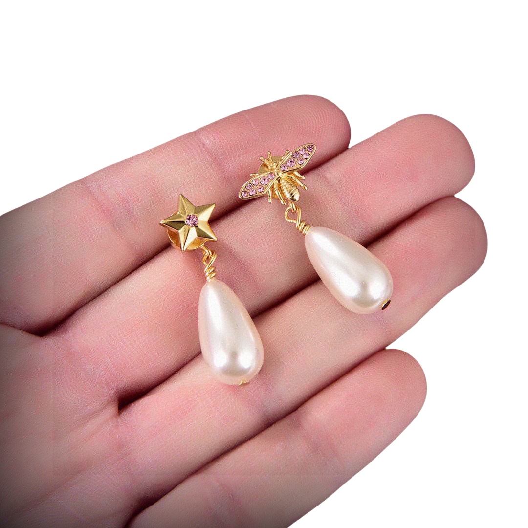 CDE074 Dior star and bee Lucky dior earrings - ccjewelryacc