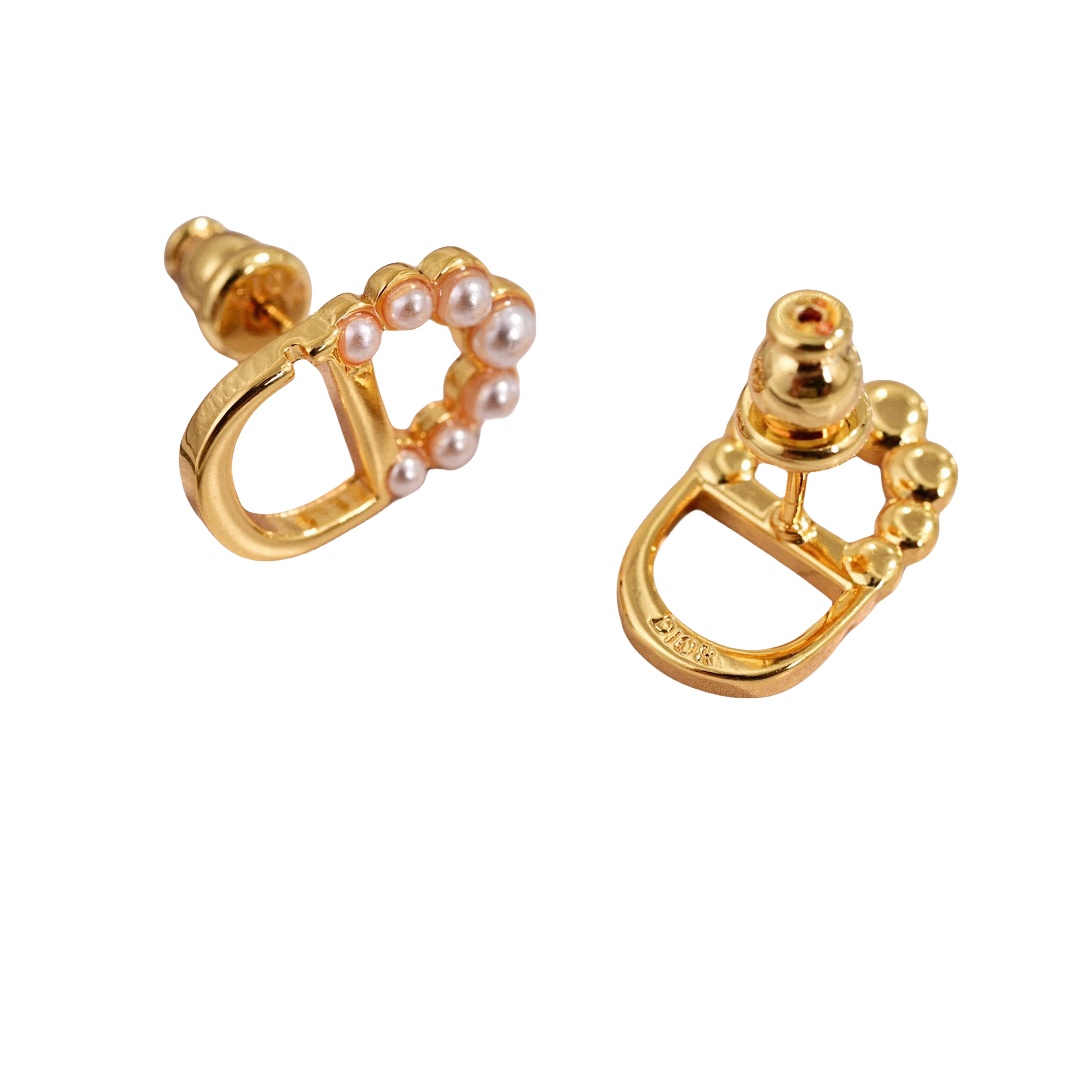 CDE078 Dior Petit CD mini stud earrings and necklace - ccjewelryacc