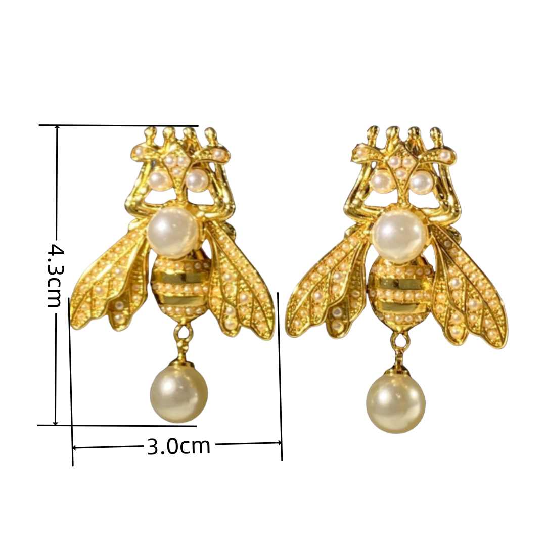 CDE256  Dior Metal pearl bee Tribales earrings - ccjewelryacc
