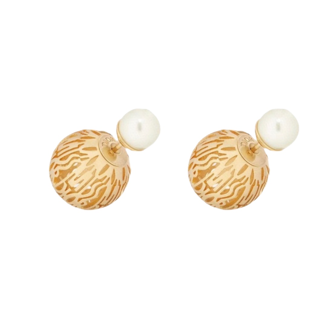 CDE087 Dior Tribales earrings in metal gold finish and pearl - ccfashionjewelry