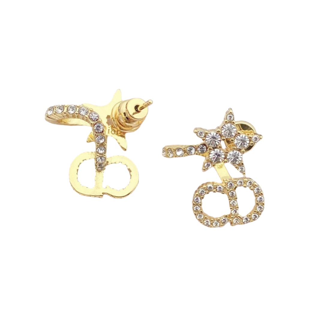 CDE174 CD Star crystal stud earrings - ccjewelryacc