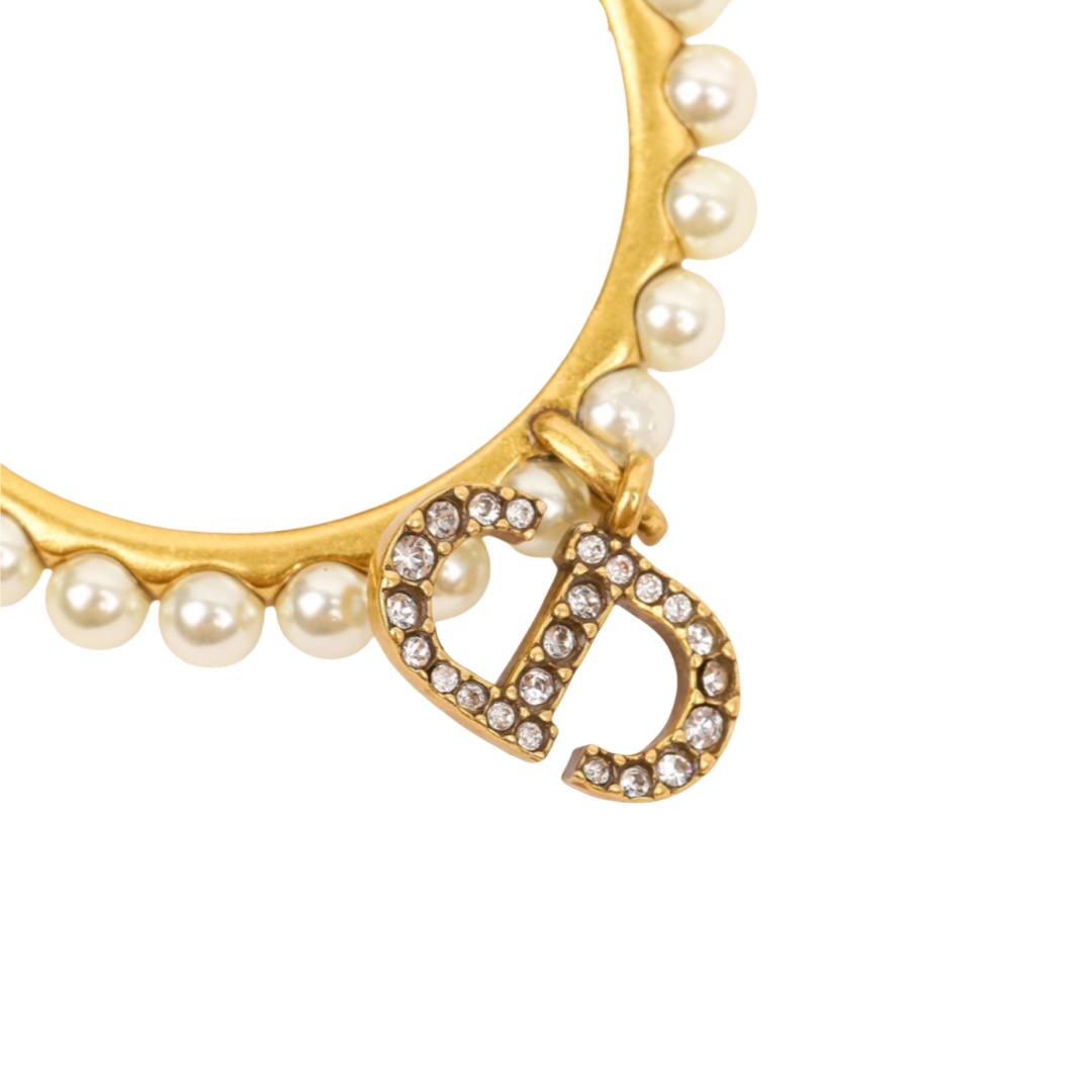 CDE091 CD Hook earrings in metal pearls crystal - ccjewelryacc