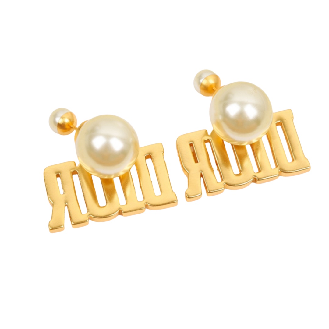CDE092 Dior letter pearl earrings - ccjewelryacc