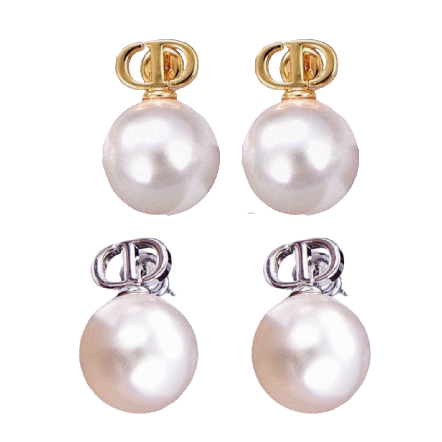 CDE039 CD Pearl stud earrings - ccjewelryacc