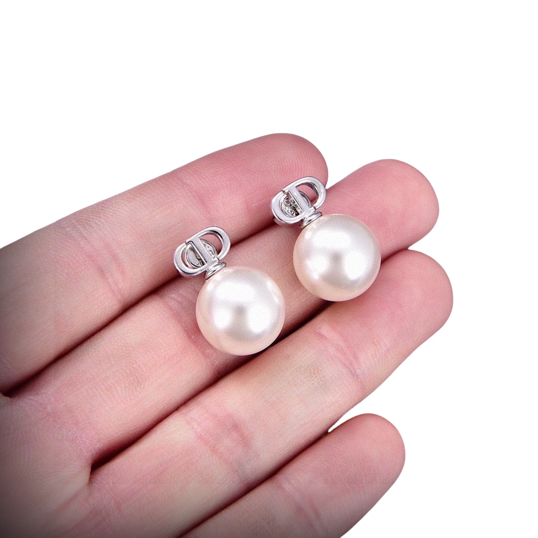 CDE039 CD Pearl stud earrings - ccjewelryacc