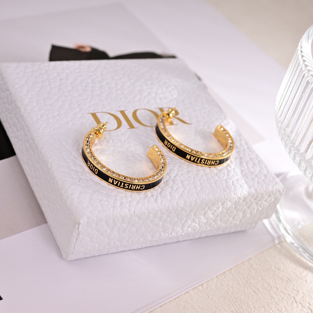 CDE086 Dior Night Code hoop earrings Large - ccjewelryacc