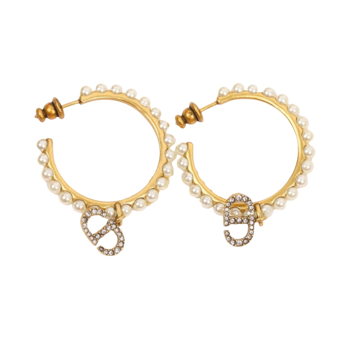 CDE091 CD Hook earrings in metal pearls crystal - ccfashionjewelry