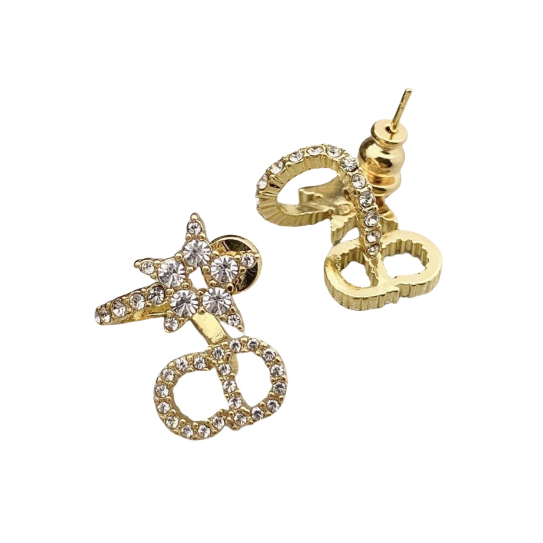 CDE174 CD Star crystal stud earrings - ccjewelryacc