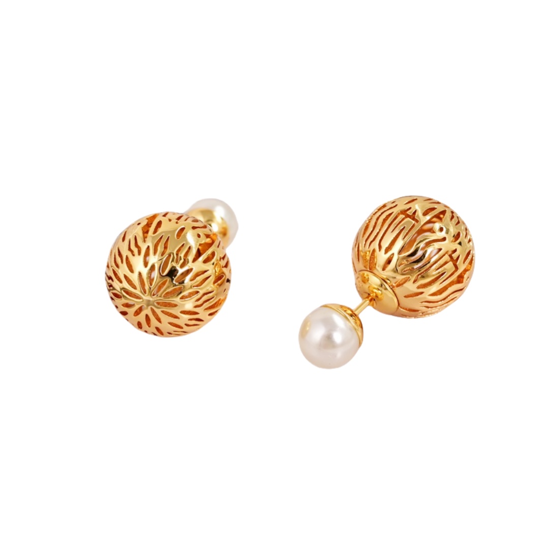 CDE087 Dior Tribales earrings in metal gold finish and pearl - ccjewelryacc