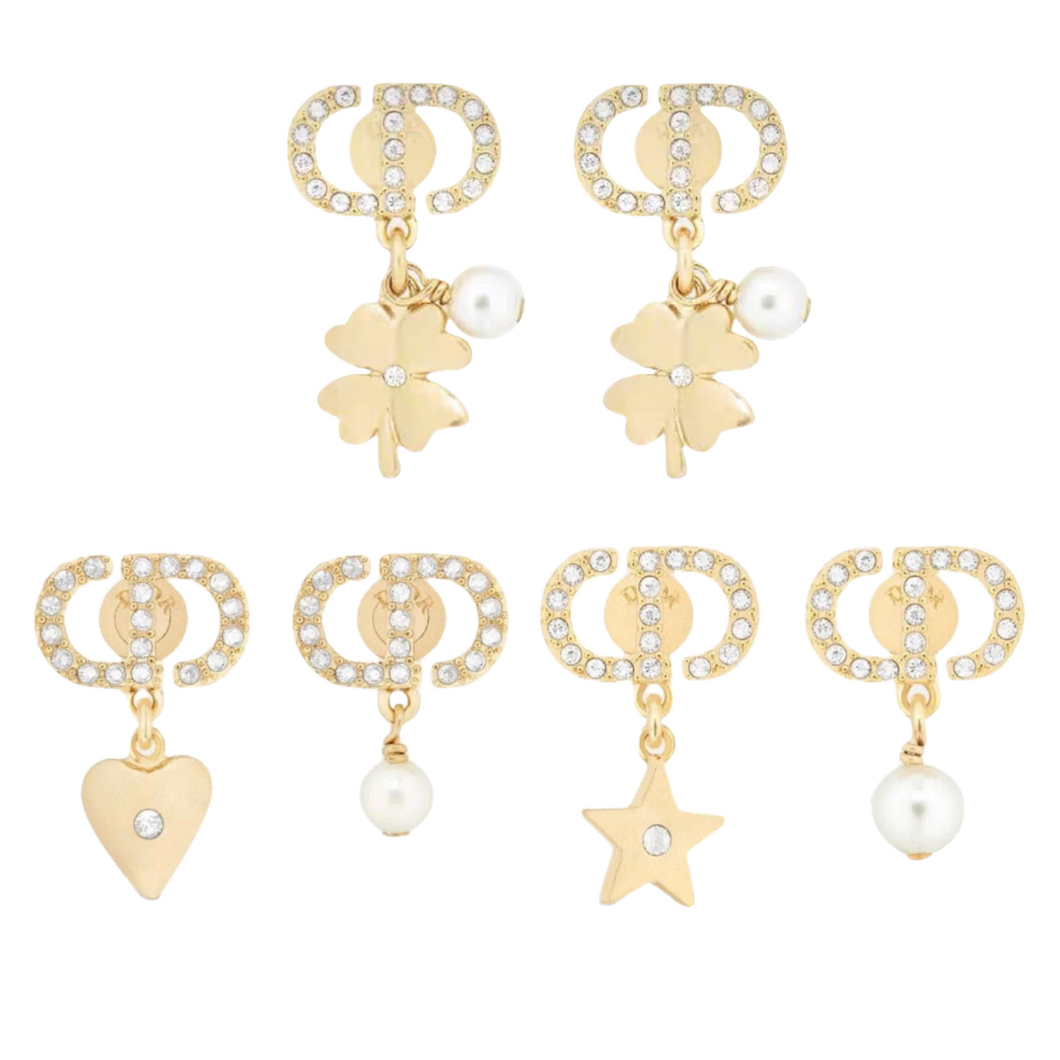 CDE088 Dior Petit CD Lucky Charms earrings - ccjewelryacc