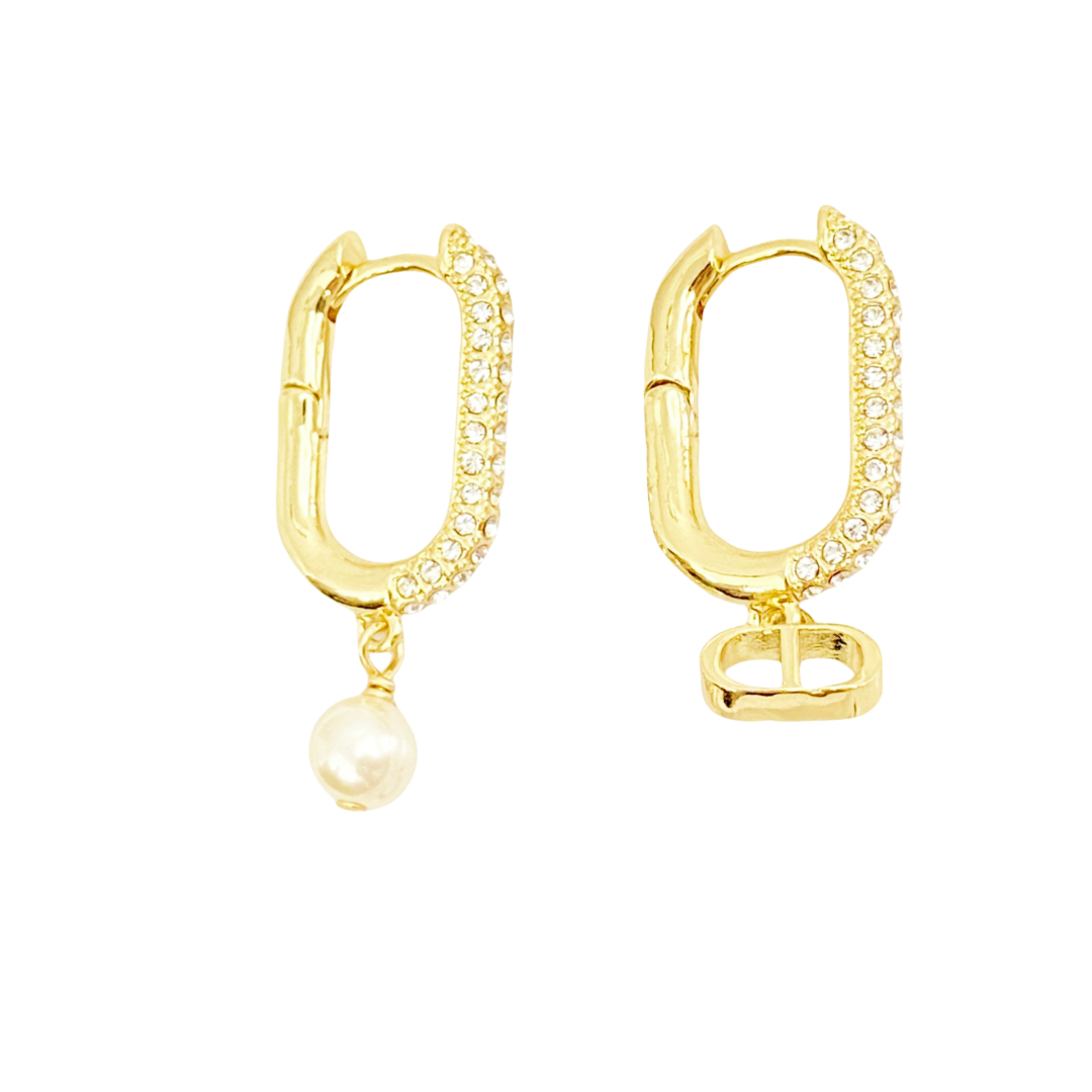 CDE323 CD Hoop earrings in metal and crystal - ccjewelryacc