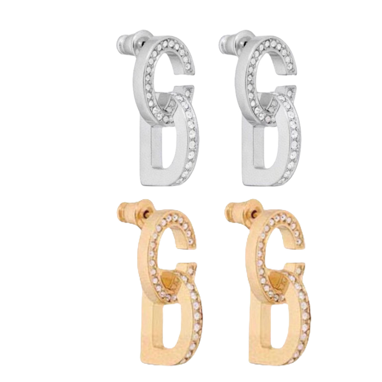 CDE103 CD Lock earrings in metal and crystal - ccjewelryacc