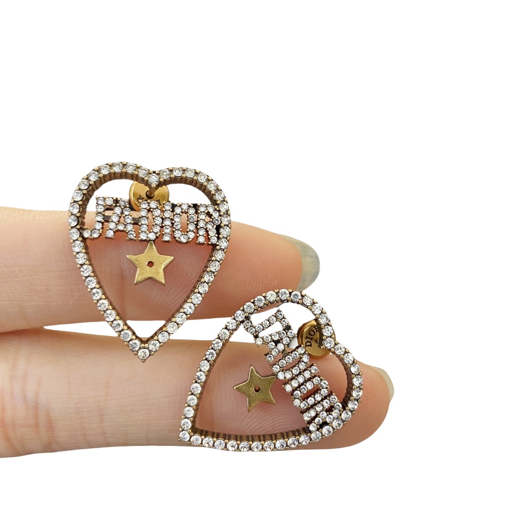 CDE117 Jadior Heart star stud earrings in metal and crystal - ccfashionjewelry