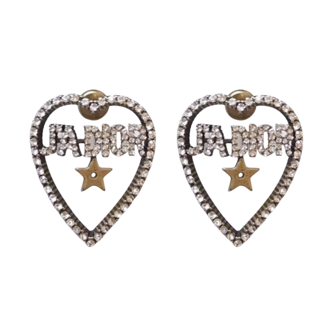 CDE117 Jadior Heart star stud earrings in metal and crystal - ccfashionjewelry