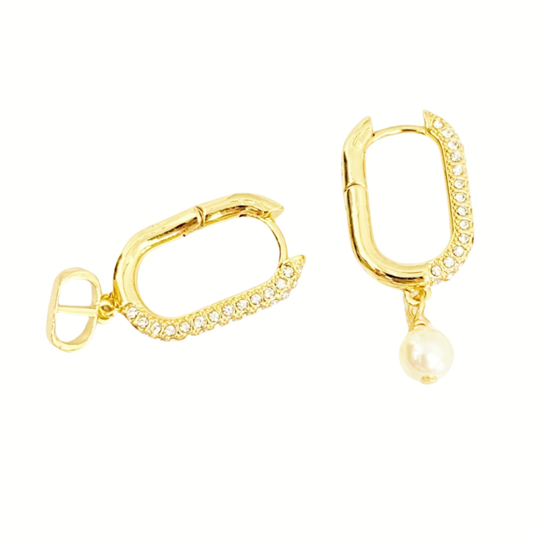CDE323 CD Hoop earrings in metal and crystal - ccjewelryacc