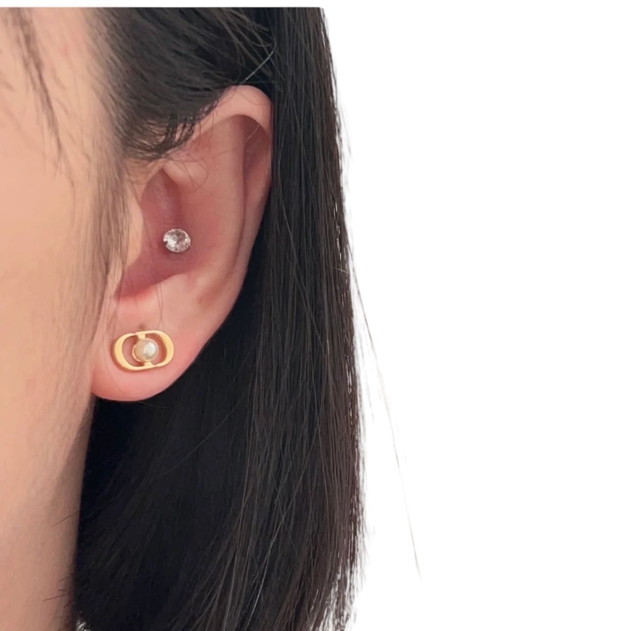 CDE245 CD And pearl stud earring - ccjewelryacc