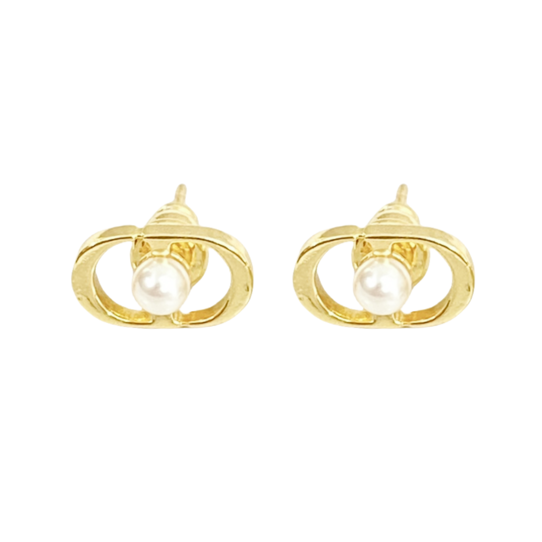 CDE245 CD And pearl stud earring - ccjewelryacc