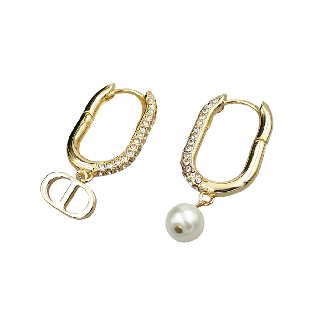 CDE323 CD Hoop earrings in metal and crystal - ccjewelryacc