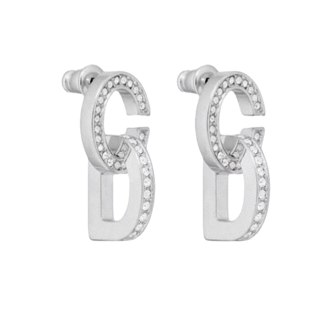 CDE103 CD Lock earrings in metal and crystal - ccjewelryacc