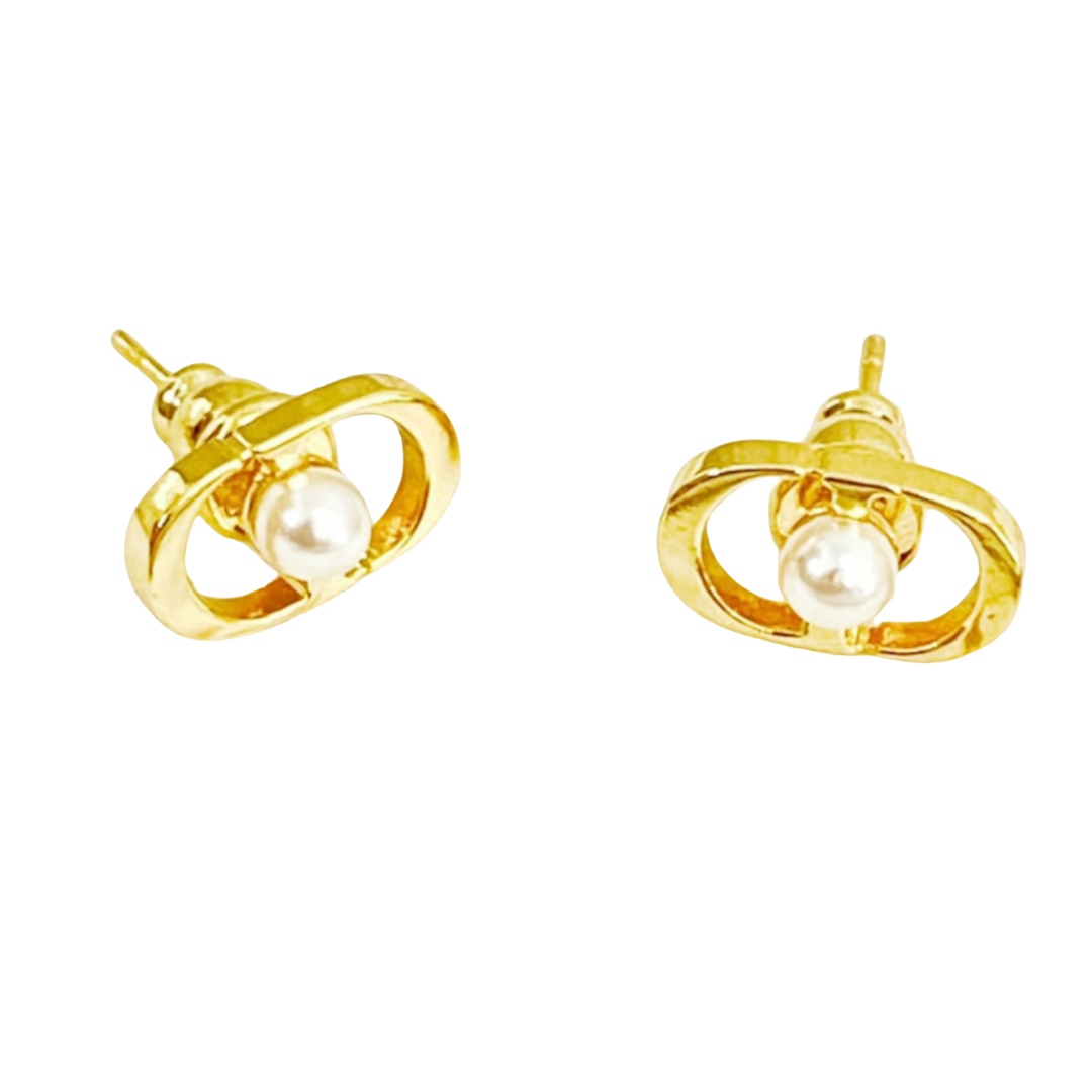 CDE245 CD And pearl stud earring - ccjewelryacc