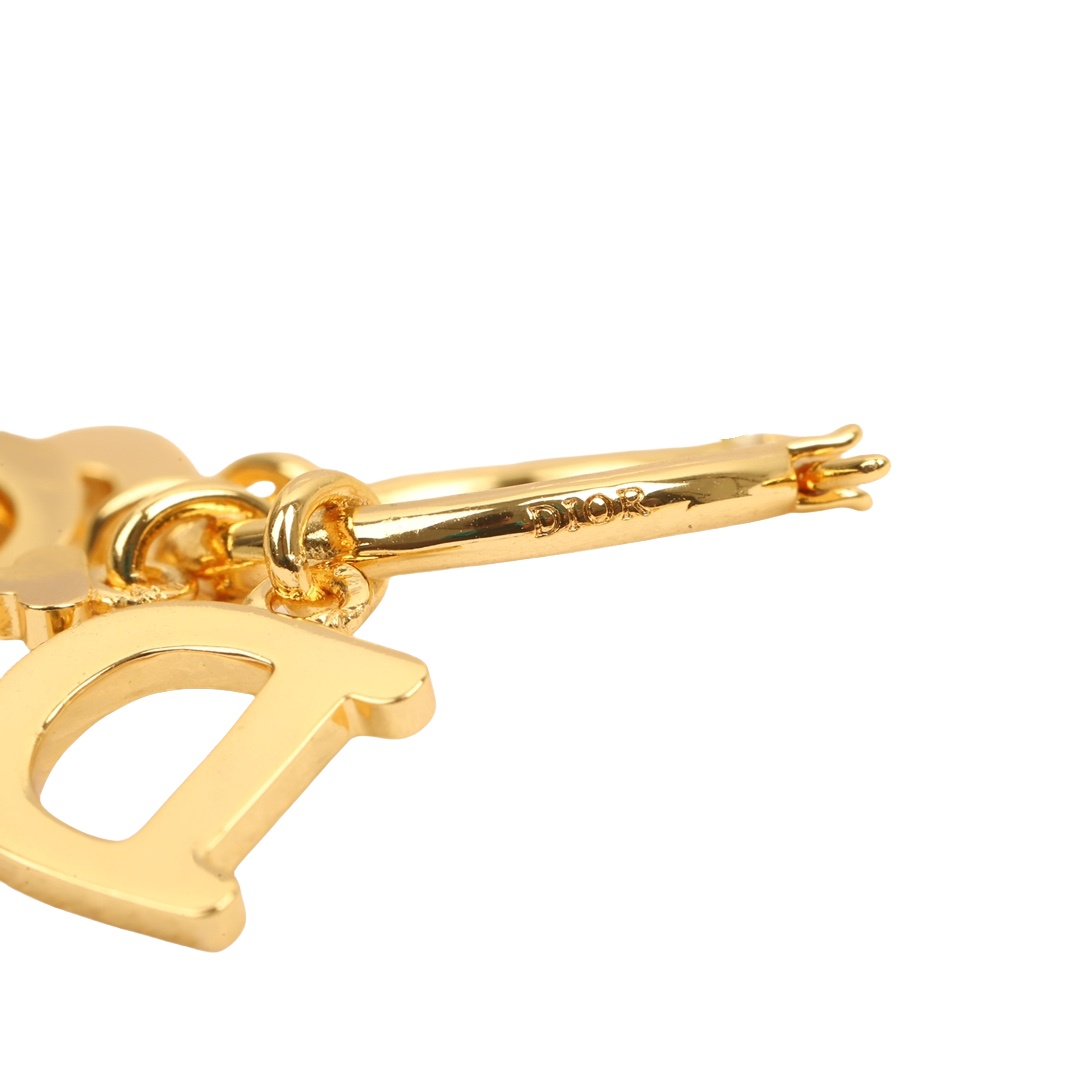 CDE102 Dior letter charms tassel hoop earrings in metal and white enamel - ccjewelryacc