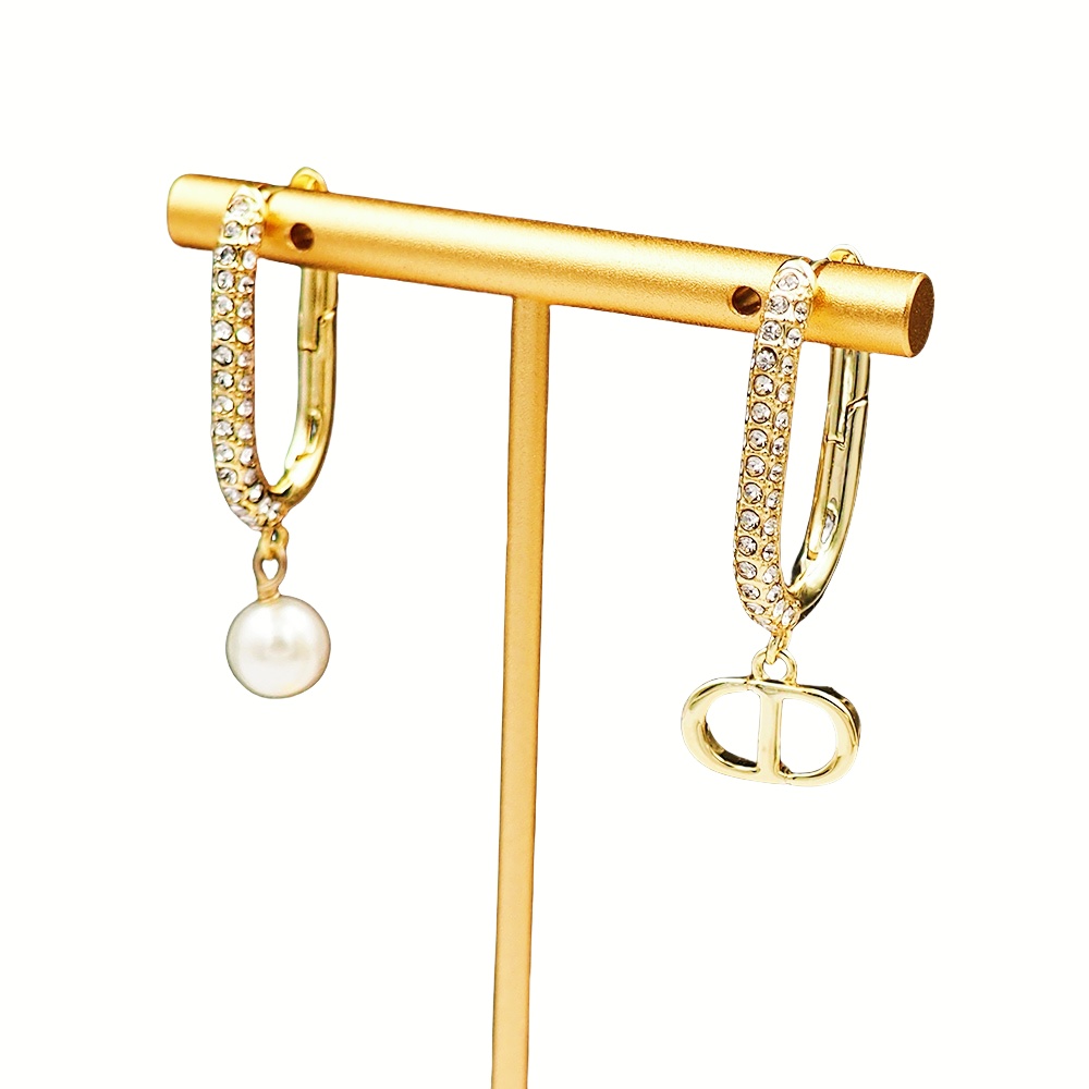 CDE323 CD Hoop earrings in metal and crystal - ccjewelryacc