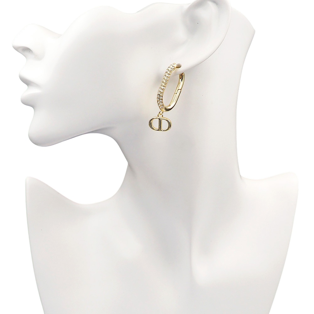 CDE323 CD Hoop earrings in metal and crystal - ccjewelryacc