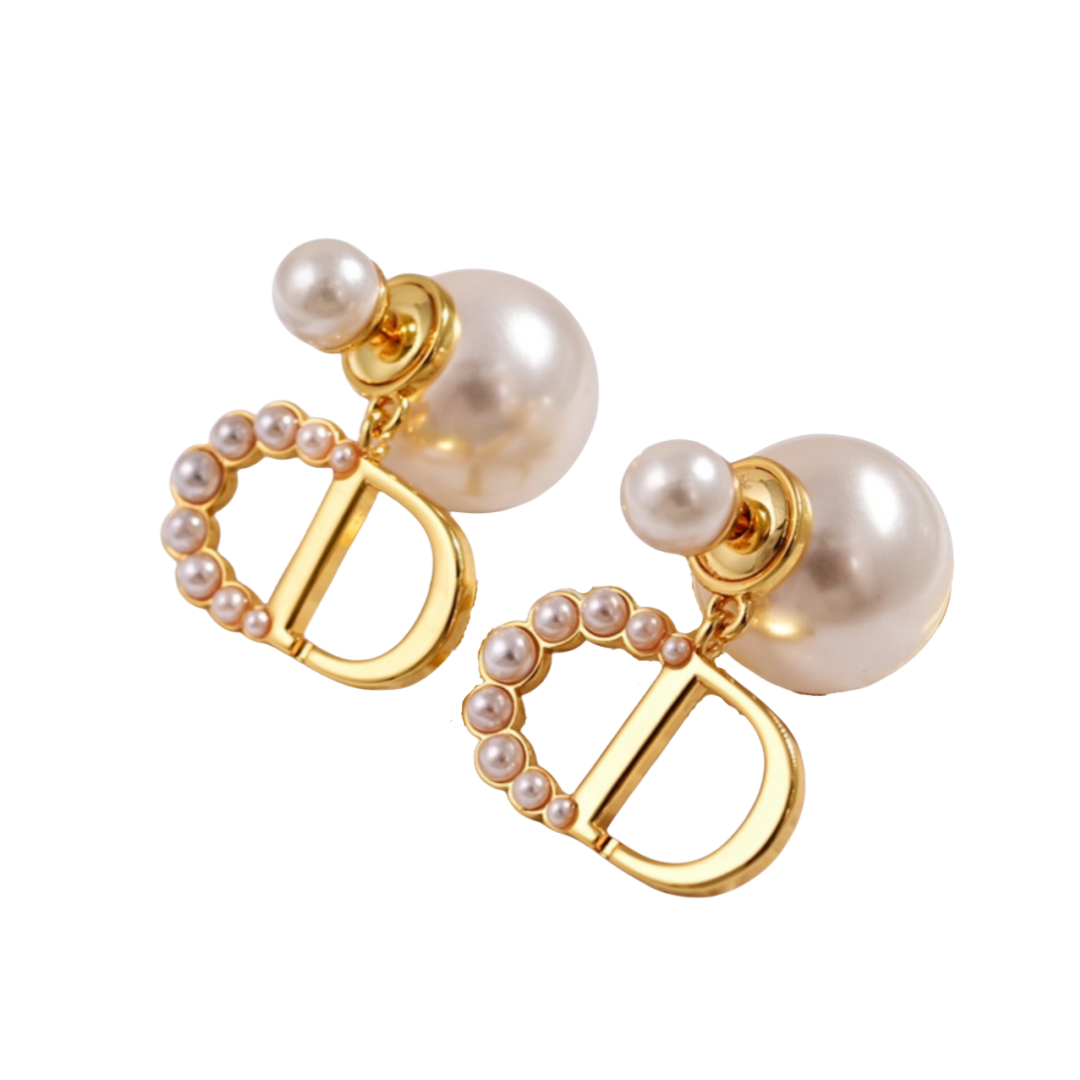 CDE078 Dior Petit CD mini stud earrings and necklace - ccjewelryacc