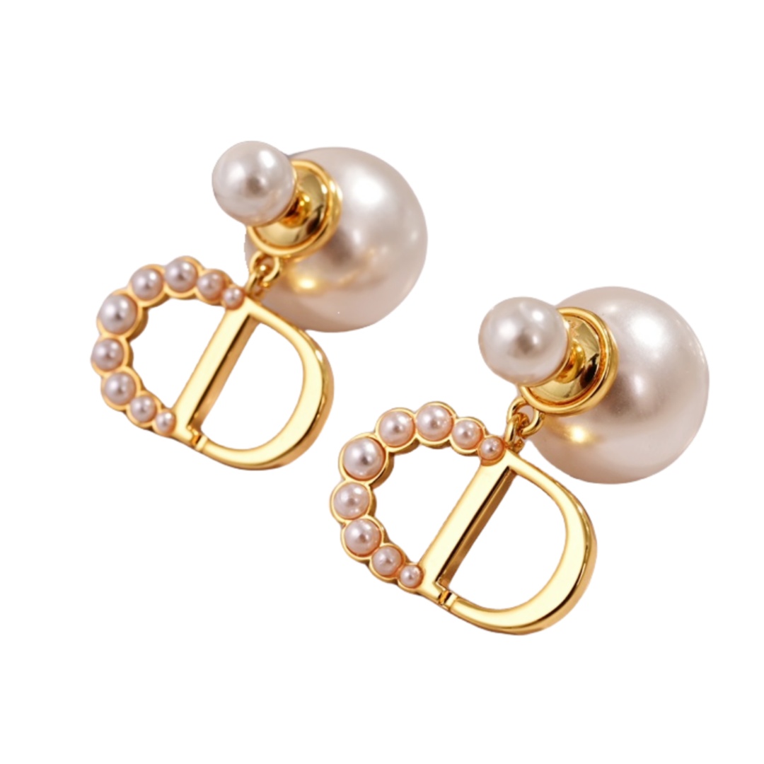 CDE078 Dior Petit CD mini stud earrings and necklace - ccjewelryacc