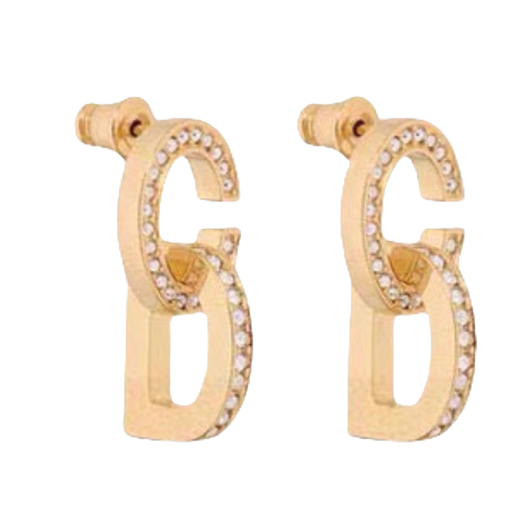 CDE103 CD Lock earrings in metal and crystal - ccjewelryacc